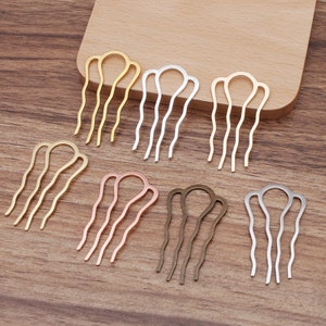 5 Pcs/lot 4-tooth hair comb,Metal Hair Stick,Hair Fork,hair accessories Hair Jewelry,Barrette Hair Combs Blank Base7000-116 image 2