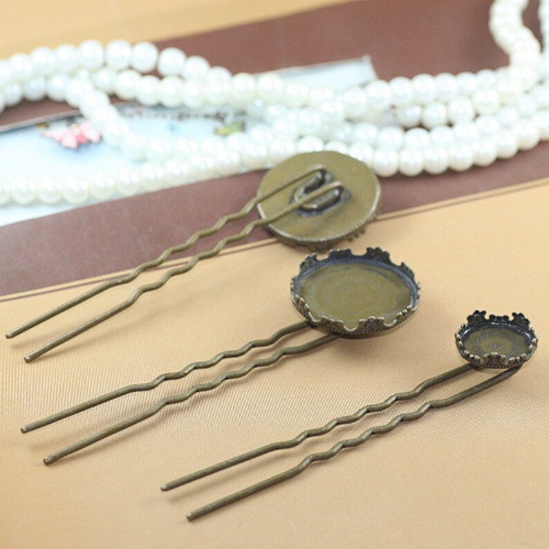 7012-3 5 pcs Wholesale Metal HairPin,Cabochon Base Hair Stick,blank accessories Hair Jewelry,Hair Combs,U Brass hairpins,for Chinese Hanfu