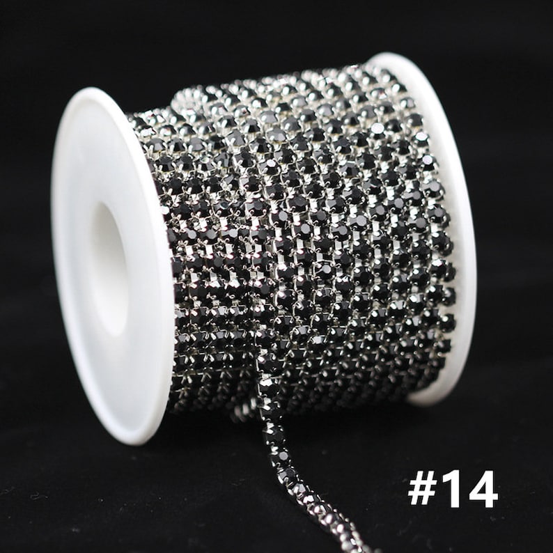 Cadena de copa con cierre de diamantes de imitación de 2 yardas, 2-4 mm, configuración de plata, fila única, 14 colores, venta al por mayor de alta calidad 7000-47 imagen 7