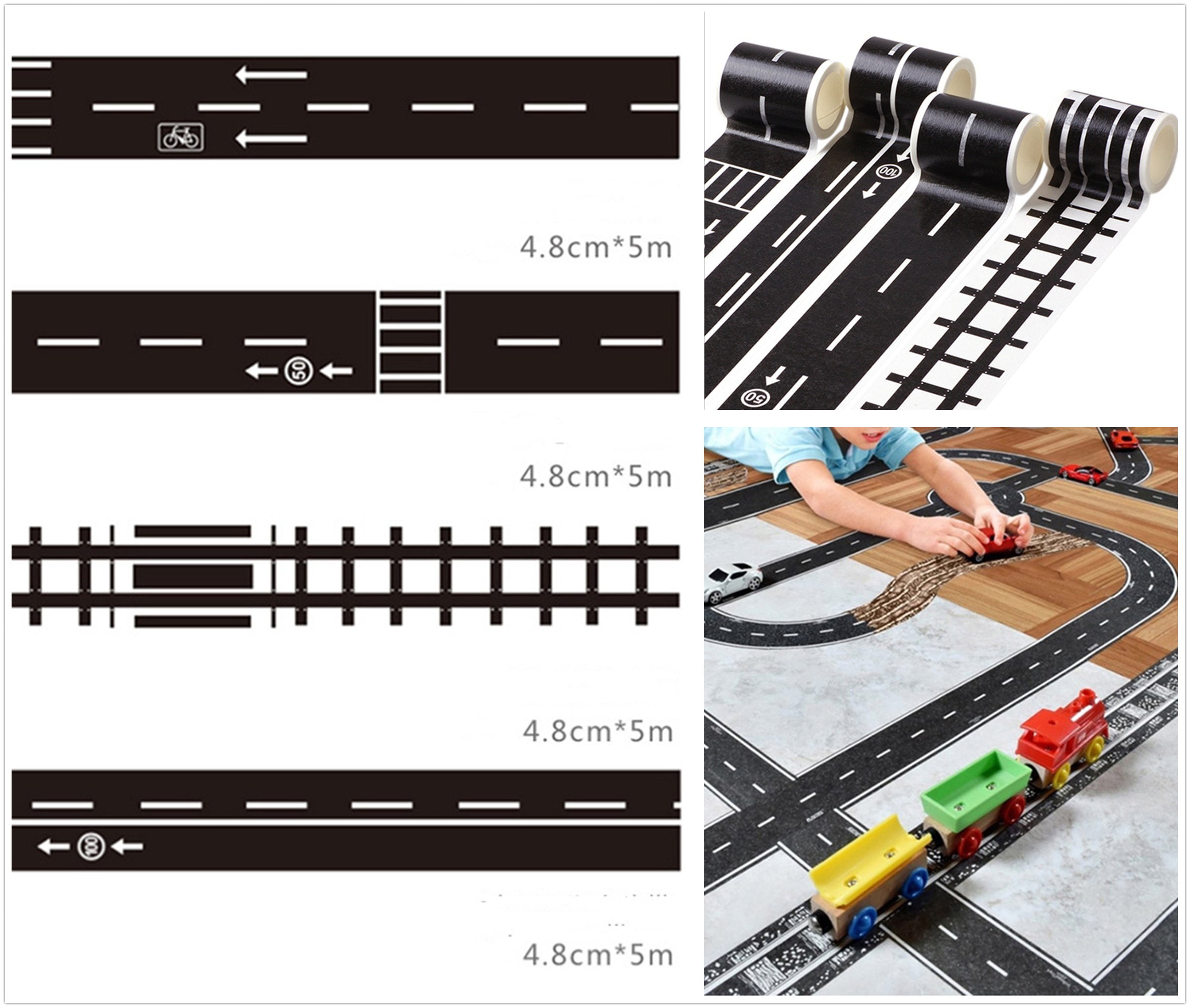 Children's DIY Road Traffic Paper Tape,hand Account Material,road Tape,masking  Paper Tape,tape Decoration,authoring Tools7020-10 