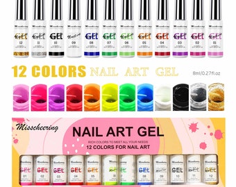 Nail Art Paint,12 Color Gel Painting Set,Acrylic Color UV Gel,Tip DIY Nail Art ,Gel Draw Painting,Nail Art Paint (7003-625)