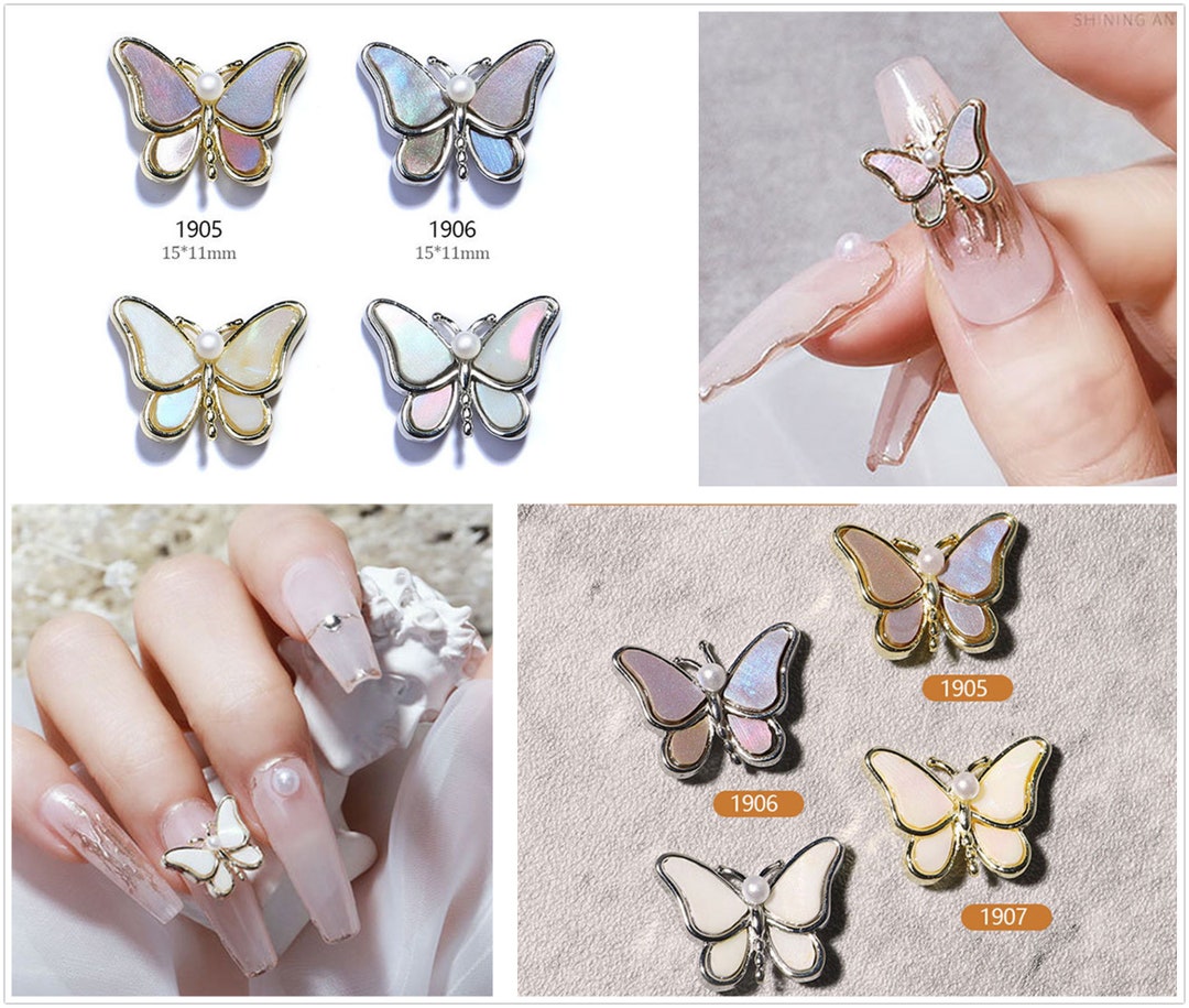 Weisse Nagel Mit Schmetterling