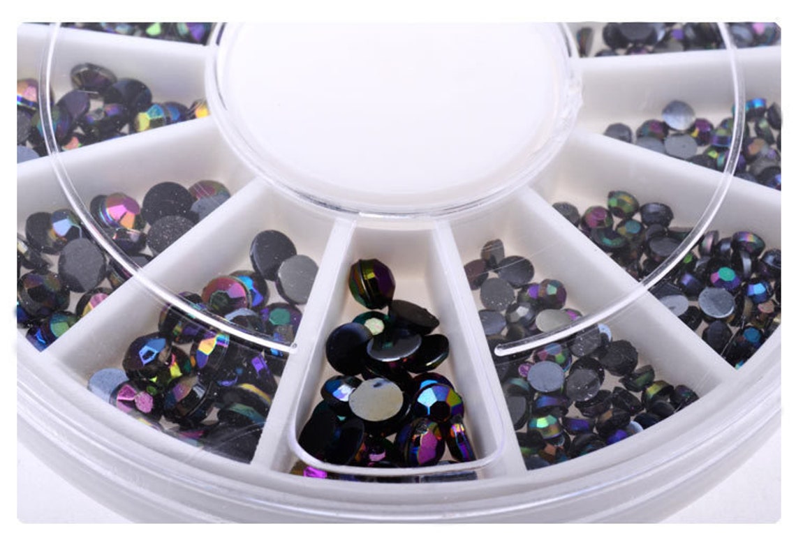 Box of Flat Back JET AB Rhinestonesdiy Deco Bling Mixed Size Etsy