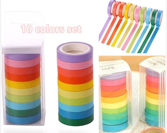 10 kleuren set kleurrijke papier tape, hand account materiaal, maskeren van papier tape, regenboog papier tape, decoratie, authoring tools (7020-12)