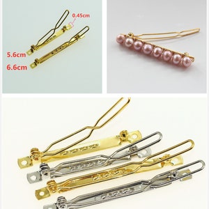 10pcs/lot 5.6cm 6.6cm Gold/Rhodium Barrette Bases Vintage Hairgrips Hair Clip Brief The Frog Clip Hairpin Settings DIY Jewelry