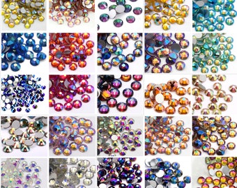 1440 pcs SS6/SS8/SS10 AB color Flatback Faceted Rhinestones,Diy Deco Bling Embellishments,Glass Crystal Rhinestone,Wholesale(7000-58)