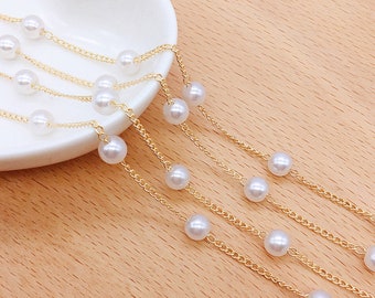 Cadena de perlas para la fabricación de joyas y adornos, para pulsera de collar, venta al por mayor barato y de alta calidad (7009-3)