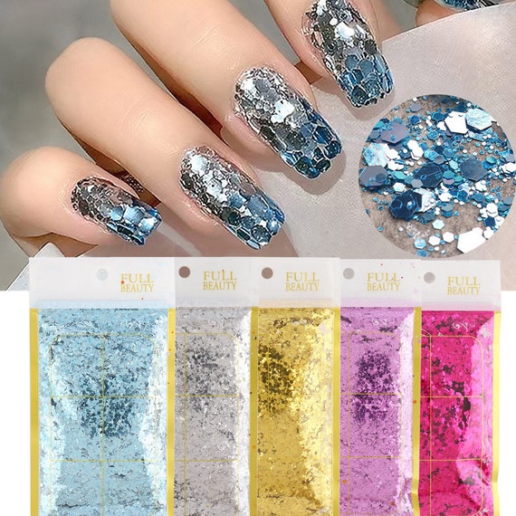 Nail Art Glitters 6 Colors Chrome Nail Powder Metallic - Temu