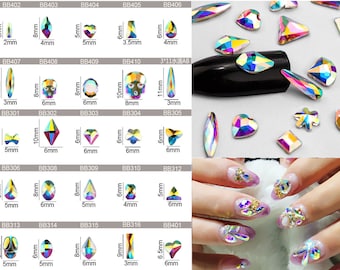 Diamantvormige strass steentjes, speciaal gevormde niet-hete fix strass steentjes, crystal AB nail art strass steentjes, glas kristal strass, groothandel