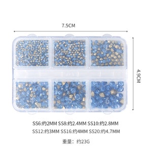 Caja de 6 diamantes de imitación de tamaño SS6/8/10/12/16/20, adorno decorativo artesanal, diamantes de imitación de perlas de cristal de colores, para decoración de uñas imagen 10