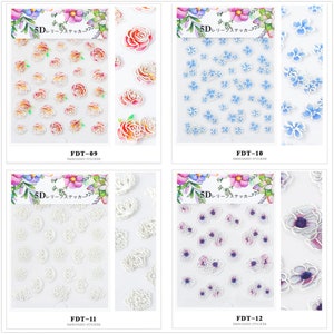 20 Styles Quick Art Sticker,5d Flower Nail Decal With Gum,retro Classic ...