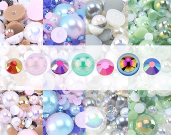 Wholesale Half Round Pearl Multicolors for Clothing Garment Nail Art Decorations Accessories Flatback Resin Pearl Beads Craft 7035-2