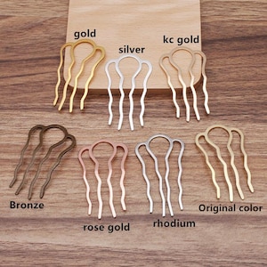 5 Pcs/lot 4-tooth hair comb,Metal Hair Stick,Hair Fork,hair accessories Hair Jewelry,Barrette Hair Combs Blank Base7000-116 image 3