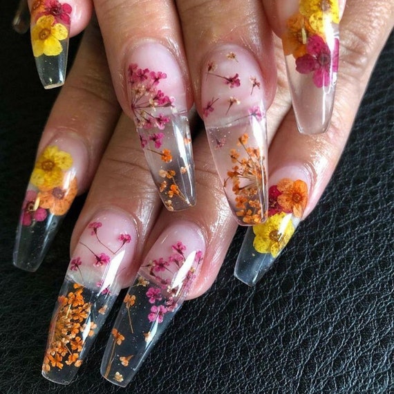 10PCS X Dried Flowers for Nail Art Embedding - Individuals Colours