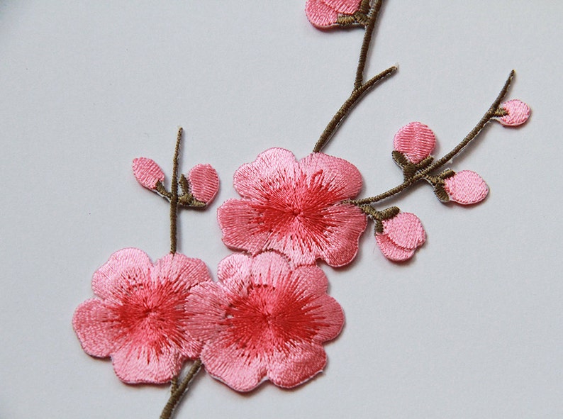Plum Flower Applique,Iron-on Lace Embroidery Applique,Adhesive Headpiece Applique,For DIY Dress,For Fashion,Bridal Hair Accessories image 3