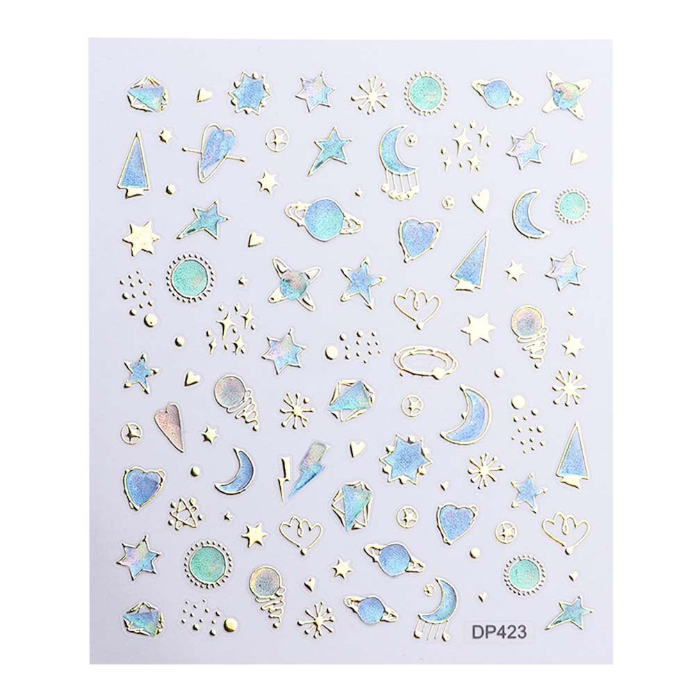 Stars and Moon Nail Glass Paper3d Nail Stickernail Art | Etsy
