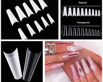 500 pcs long frech Fake Nails,Curve Clear Nails Tips,Press On Nails,False Nails,Glue On Nails,Nail Tips,(7003-19)