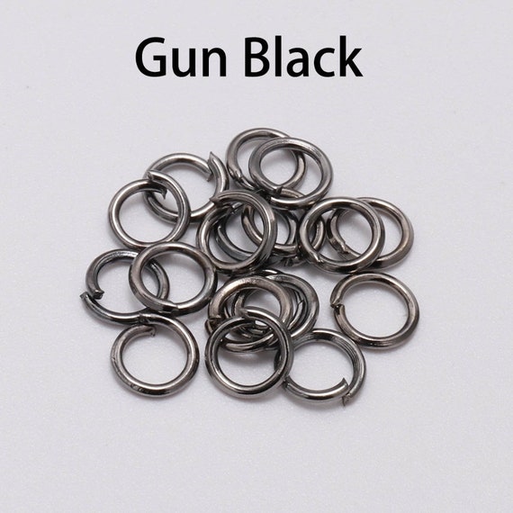 AGCFABS 50pcs 15mm Gun Black Round Jump Rings Twisted Open Split Rings Jump  Rings Connector for Jewelry Makings Findings Supplies DIY (Gun Black
