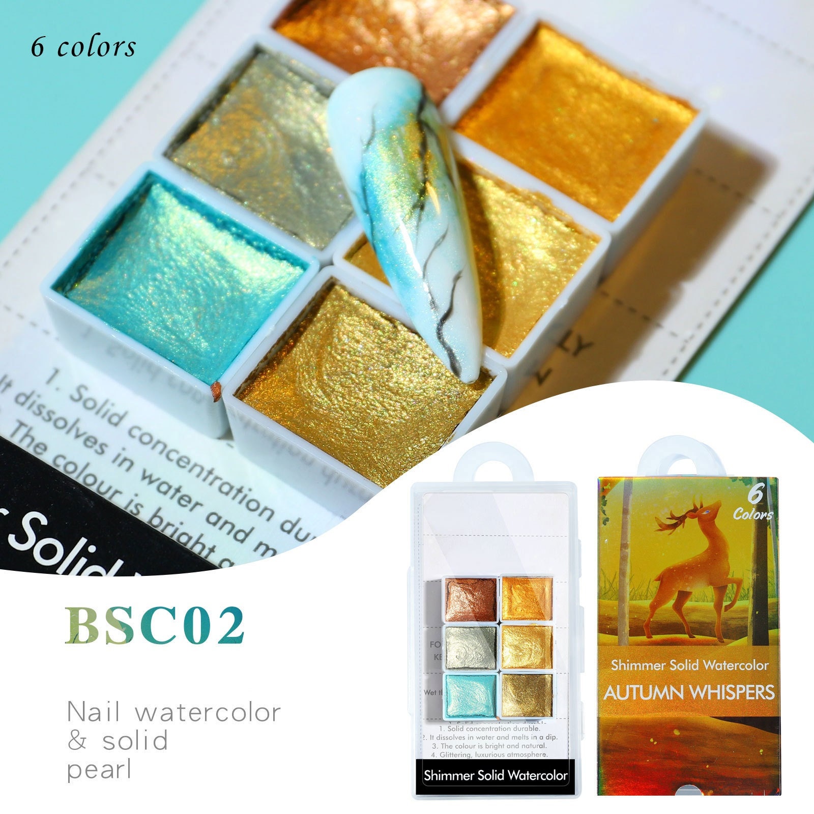 12 Colors Portable Glitter Watercolor Paint Set Metallic Gold Pigment Paint  Tools DIY Drawing New