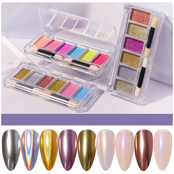 6 Colors /box Mirrored Shimmer Glitter Nail Art Powder - Etsy