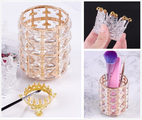 1 Pcs Crown Nail Art Brush Holder Crystal Nail Pen Storage Case for Makeup  Brushes Containers,crystal Nail Art Penholder7003-508 