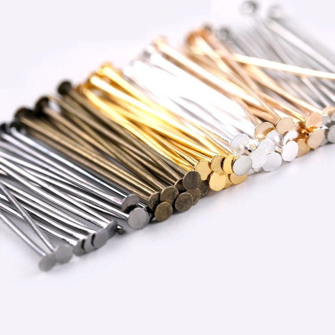 200pcs Metal Flat Head Pins 15-30mm For DIY Jewelry Making