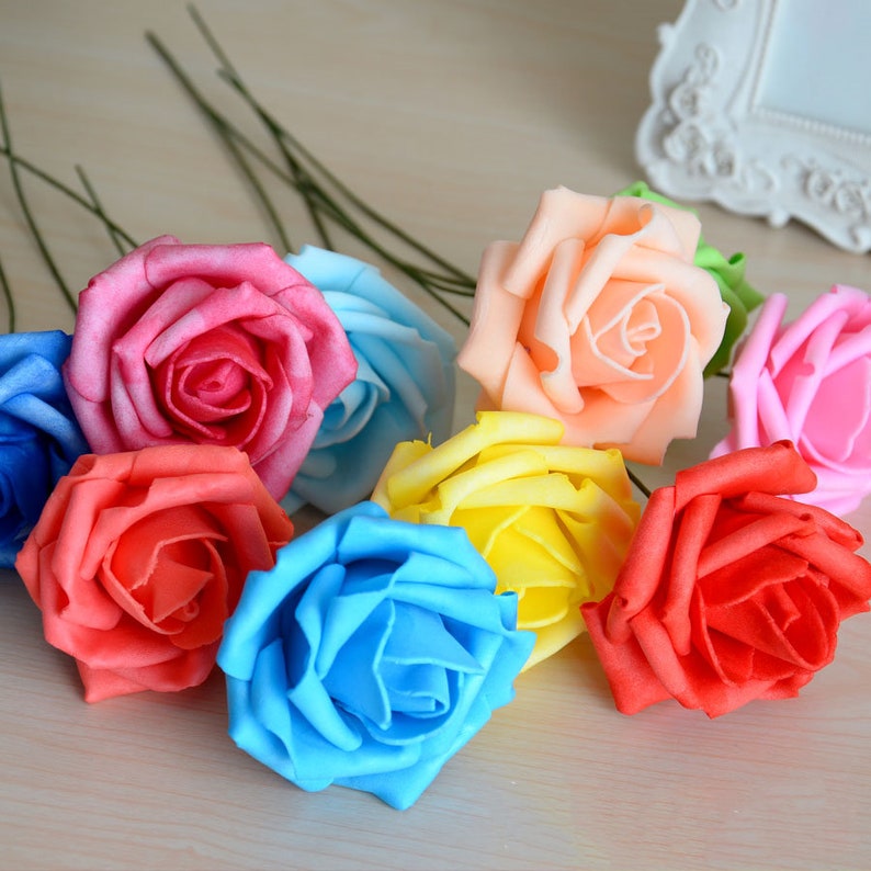 10 pieces/set Artificial Flowers, Wedding Flowers Supplies, Fake Foam Roses, Floral Wedding Decor Bridal Bouquet Flowers122-16 image 2