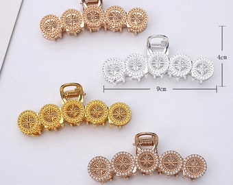 3 pcs Metal Hair clips,hollow shark clip,Flat Surface Setting,Blank Barrette,Jewelry Making,wholesale(7012-277)