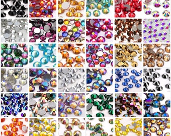 Gemengd formaat 1440 pc's SS4-SS12 Flatback Faceted Steentjes, Diy Deco Bling, Glas Crystal Rijnsteen, voor Nail Art, Groothandel hoge kwaliteit