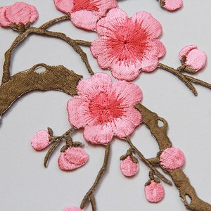 Plum Flower Applique,Iron-on Lace Embroidery Applique,Adhesive Headpiece Applique,For DIY Dress,For Fashion,Bridal Hair Accessories image 4