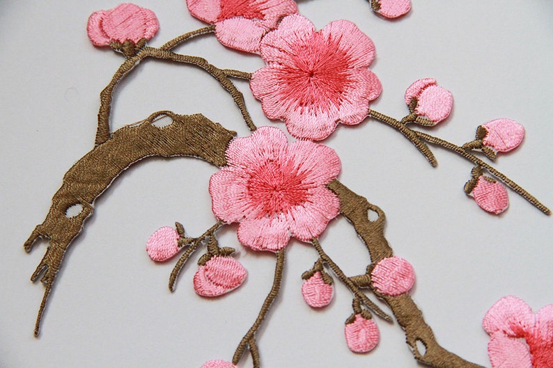Plum Flower Applique,Iron-on Lace Embroidery Applique,Adhesive Headpiece Applique,For DIY Dress,For Fashion,Bridal Hair Accessories image 4