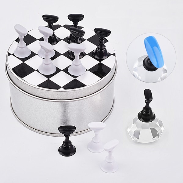 Checkerboard Armor Holder,Practice Training Display Stand Crystal Holders Alloy False Nails Showing Shelf Manicure Tools(7003-671)