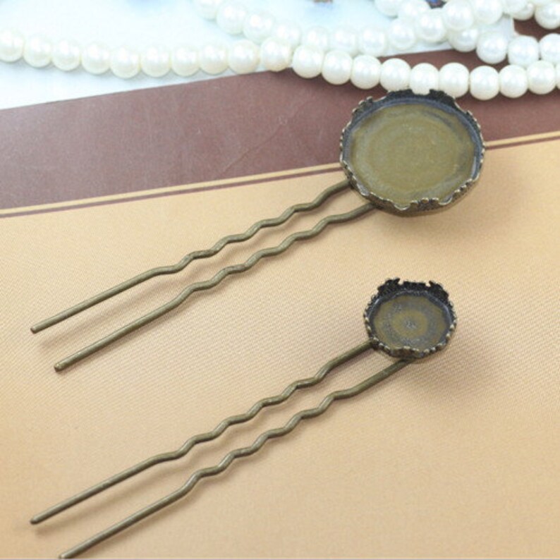 7012-3 5 pcs Wholesale Metal HairPin,Cabochon Base Hair Stick,blank accessories Hair Jewelry,Hair Combs,U Brass hairpins,for Chinese Hanfu