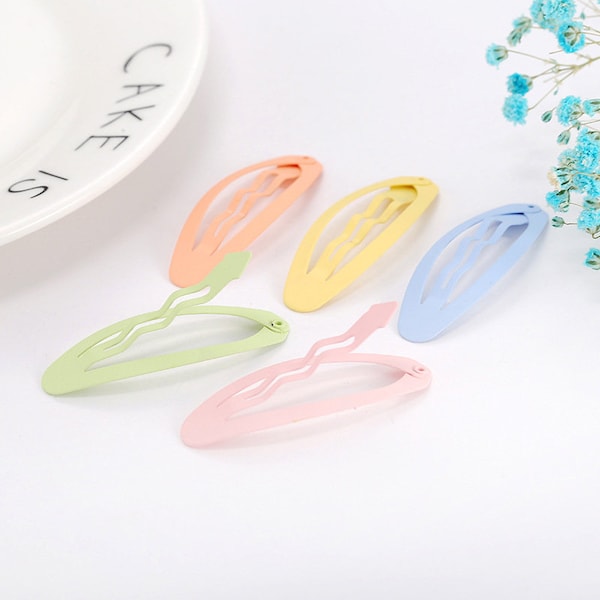 10/50/100 pcs 5cm Metal Rubber Snap Hair Clips,water drop BB clip,Oval Blank Baby Clips,For DIY Hair Clips Jewelry Making Base,wholesale