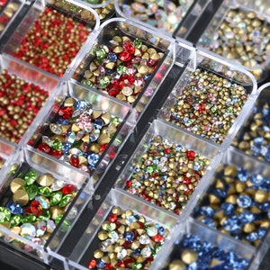 Caja de 6 diamantes de imitación de tamaño SS6/8/10/12/16/20, adorno decorativo artesanal, diamantes de imitación de perlas de cristal de colores, para decoración de uñas imagen 1