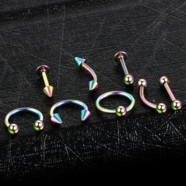 8 pcs Stainless Steel Anti Allergy Eyebrow Nail Lip Nail Nasal Nail Ring Nose Ring Earring Personality Body Piercing Jewelry(7017-21)
