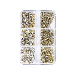 Caja de 6 diamantes de imitación de tamaño SS6/8/10/12/16/20, adorno decorativo artesanal, diamantes de imitación de perlas de cristal de colores, para decoración de uñas A