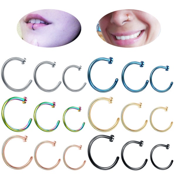 6 pcs Stainless Steel Anti Allergy Nail Lip Nail Nasal Nail Ring Nose Ring Earring Personality Body Piercing Jewelry(7017-11)