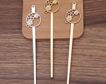 26 * 150 mm chino Jin Buyao Hair Stick, Retro court Hair Fork, Hairpin accesorios para el cabello Joyería para el cabello, Base de receptáculo de cabello (7012-249)