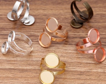 10pcs/los 10/12mm einstellbare Ring Einstellungen leere Basis für Glas Cabochons Ring Lünetten DIY Schmuck machen