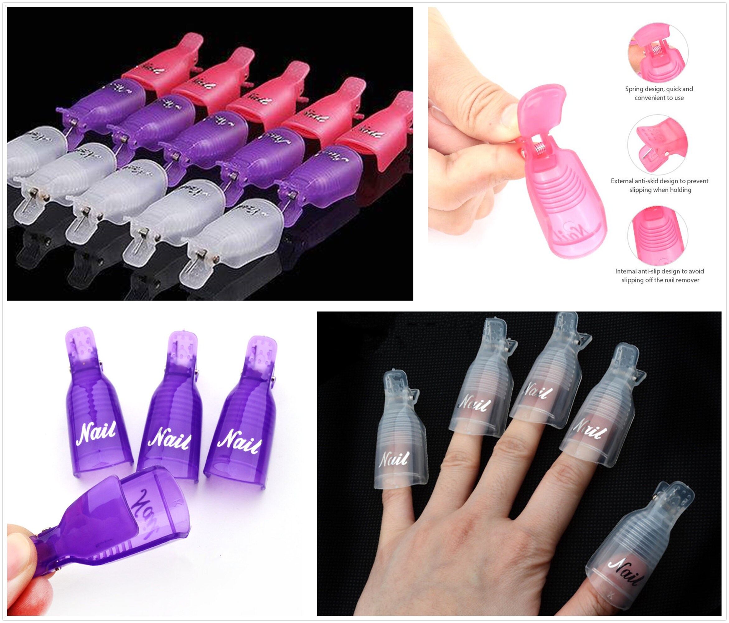 10 pcs Plastic Nail Art Soak Off Cap Clips UV Gel Polish Etsy
