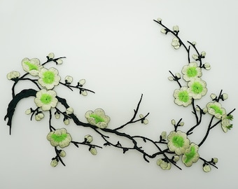 Plum Flower Applique,Iron-on Lace Embroidery Applique,Adhesive Headpiece Applique,For DIY Dress,For Fashion,Bridal Hair Accessories