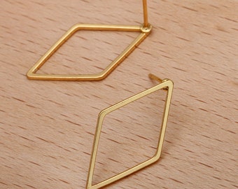 10 unids/20 piezas/50 piezas de latón de alta calidad aro pendientes accesorios rhombus moda aro oreja Loop para hacer joyería