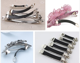 6-10cm plata metal hair clips con goma, clips de pelo de goma, Barrette en blanco, para DIY Hair Clips Jewelry Making Base, al por mayor (210-23)