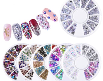 Doos met platte achterkant AB kleur strass steentjes, DIY Deco Bling, glas kristal strass, voor nail art, groothandel hoge kwaliteit (7003-678-2)