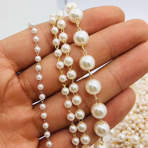 Pearl Chain for jewelry making and embellishment,for Necklace Bracelet,Wholesale Cheap&high Quality(7009-1)