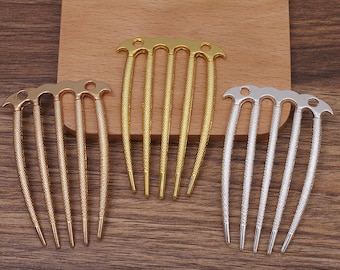 5 pcs/lot peigne à cheveux 5 dents, barrette en métal, fourchette, accessoires pour cheveux, bijoux pour cheveux, base vierge de peignes à cheveux barrette (7012-244)