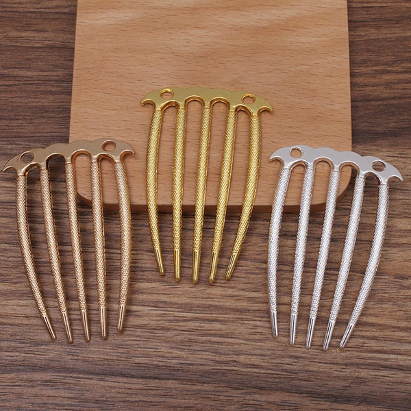 5 Pcs/lot 5-tooth hair comb,Metal Hair Stick,Hair Fork,hair accessories Hair Jewelry,Barrette Hair Combs Blank Base(7012-244)