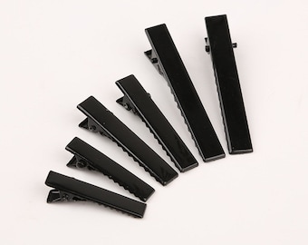 50 Stück/100 Stück schwarz Metall Haarspangen, Alligator Clip, flache Oberfläche Einstellung leere Haarnadel, Cab Base, blanke Haarspange, Schmuckherstellung(7000-41-1)