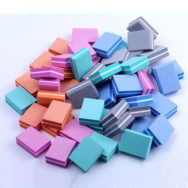 10/20pcs lot Double-sided Mini Nail File Blocks Colorful Sponge Nail Polish Sanding Buffer Strips Polishing Manicure Tools(7028-1)